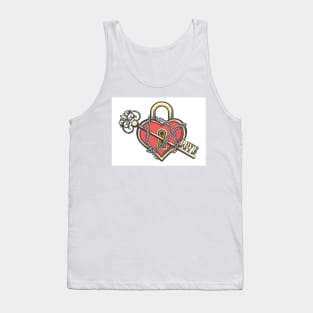 Heart Shaped Lock with a Key Tank Top